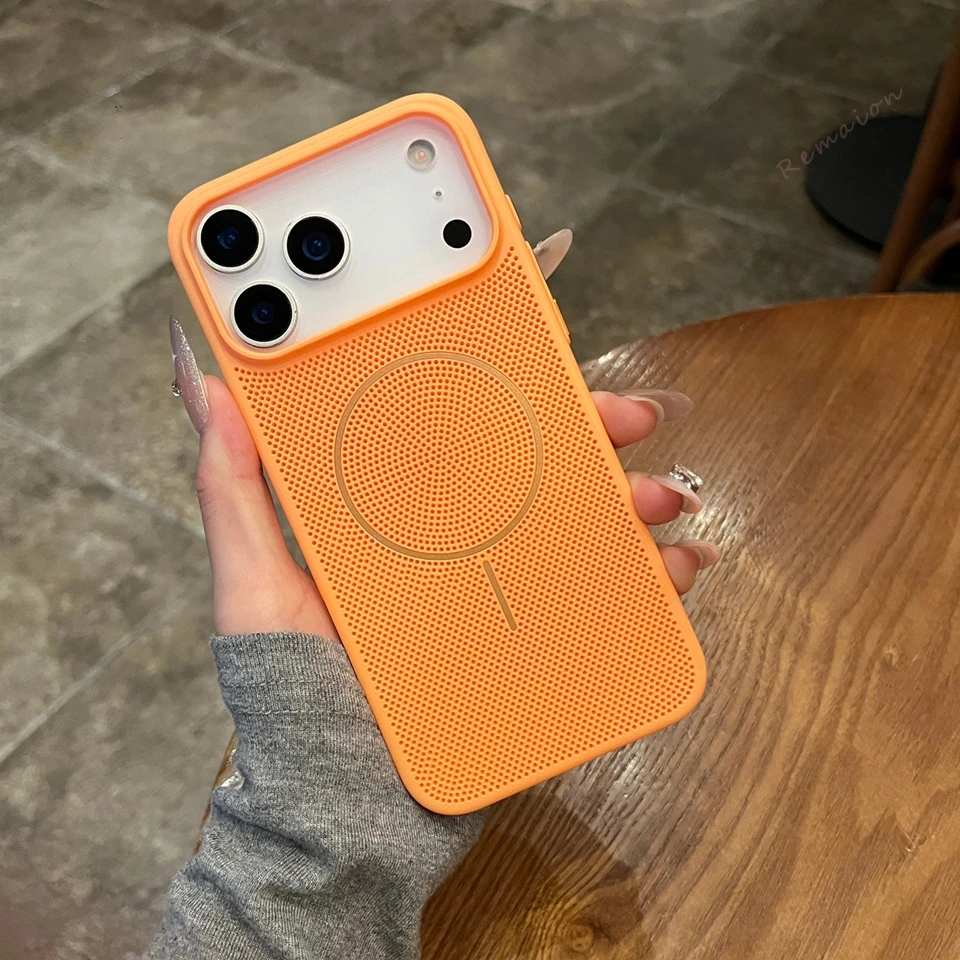 Capa Magnética Para Celular (iphone 13 Laranja) Com Acabamento Fosco E Sistema De Resfriamento.
