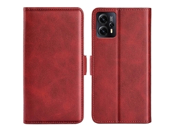 Capa De Couro Com Fecho Magnético Duplo E Flip Horizontal Para Motorola Moto E13