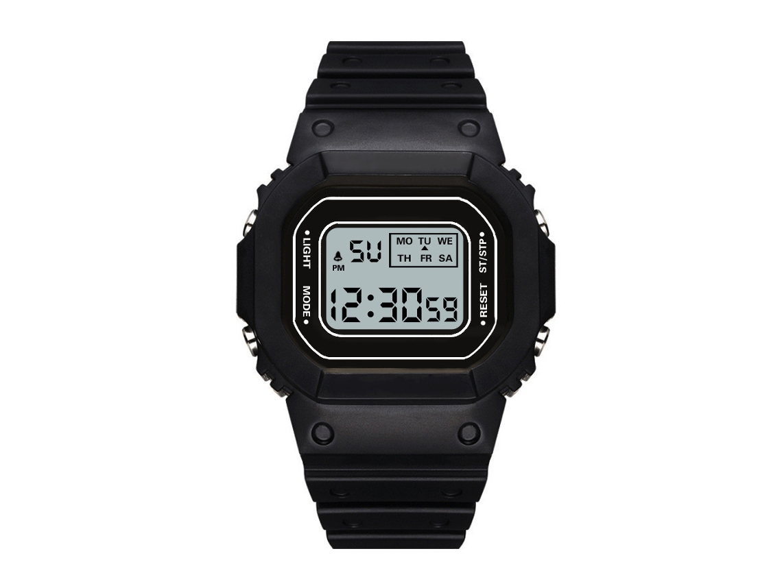 Relógio Digital MDUG masculino à prova d'água com pulseira de silicone e funções de alarme