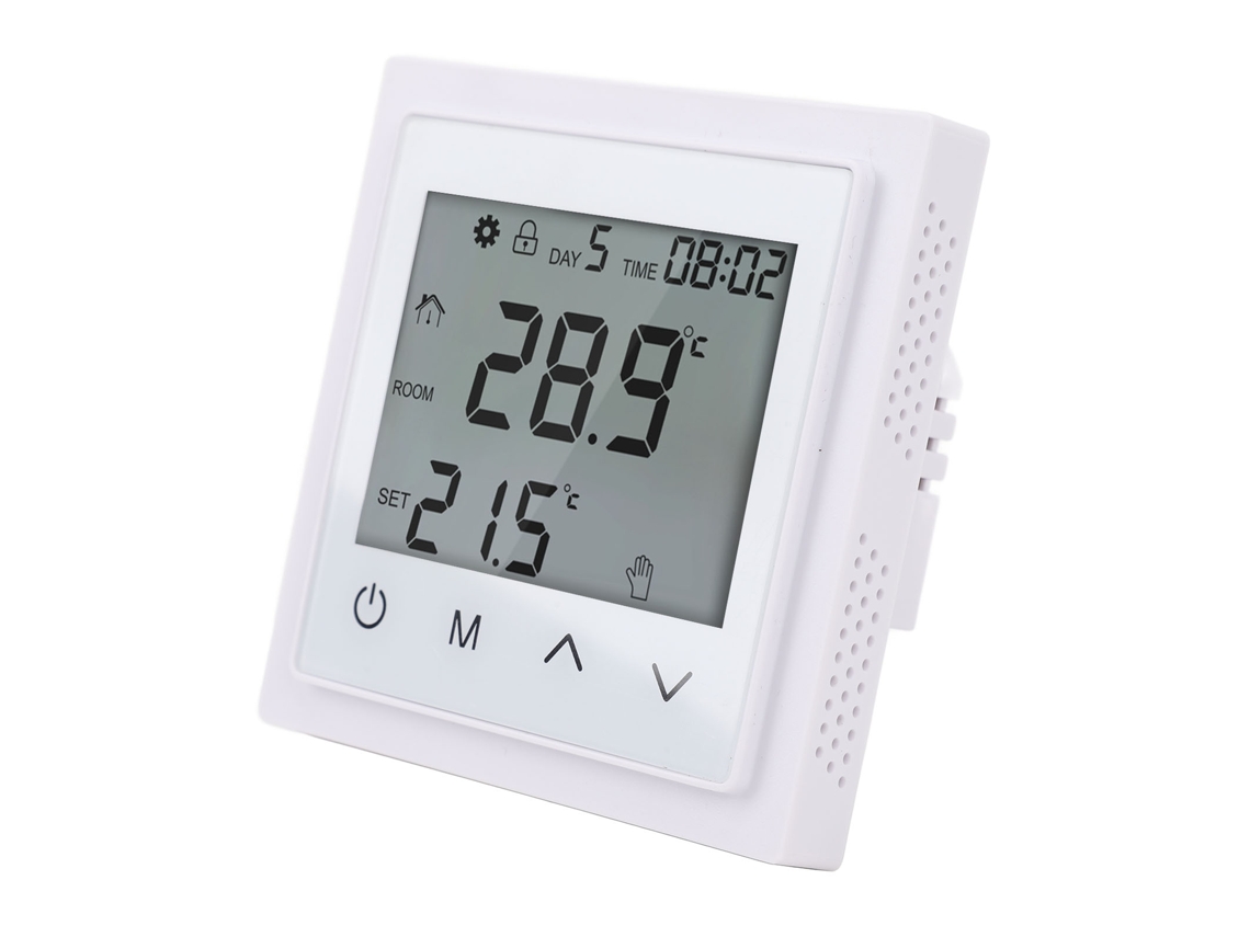 Termostato De Piso Para Calefacción Hogar Con Pantalla Táctil Led Controlador De Temperatura Ac85v-250v 16a Blanco