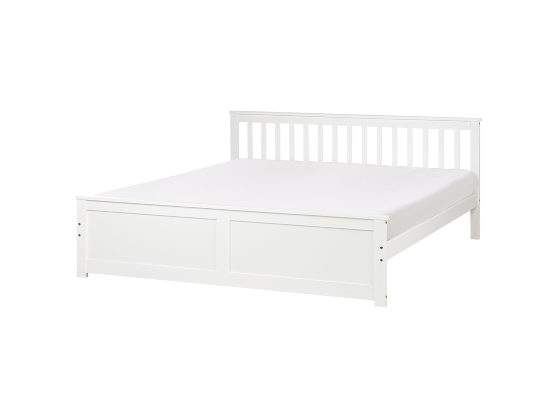 Cama de casal BELIANI Olendon de Pinho Branco 189x206x82