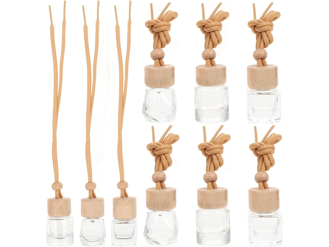 Difusor De Aromatizador De Ar Portátil Para Carro Com Frascos Difusores De Vidro E Madeira.