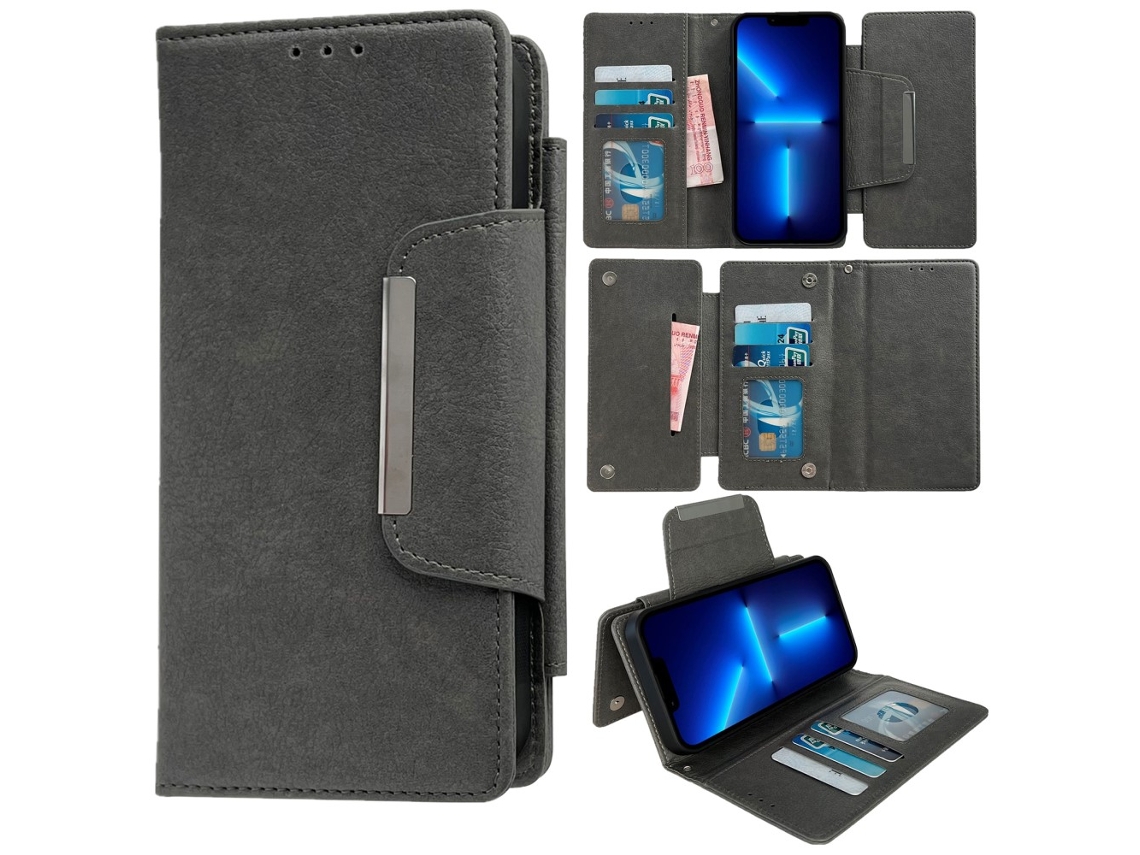 Capa Destacável Para Iphone 13 Pro Pele Sintética Cinzento