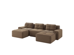 Sofá Modular Cloud em U com Pufe 3 Lugares Veludo Cotelê PAPRIKA SHOP