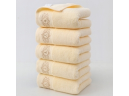 Toalha 100% Algodão, Superabsorvente, Ideal para Casa e Hotel, Pacote com 5 Unidades na Cor Bege BRILVIBERA (35x75cm)