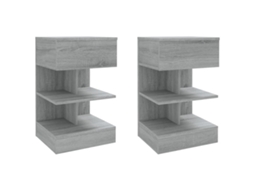Conjunto de 2 Mesas Cabeceira Derivada Madeira Cinzento Sonoma MAISON EXCLUSIVE (40x35x65 cm)