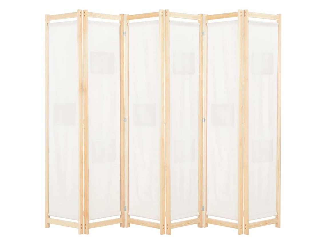 Vidaxl Divisória De Quarto Com 6 Painéis 240x170x4 Cm Tecido Cor Creme