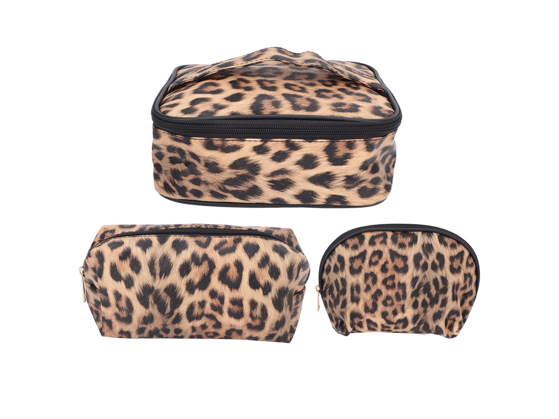 Vante - Juego de 3 bolsas de maquillaje de piel sintética para viaje, impermeables