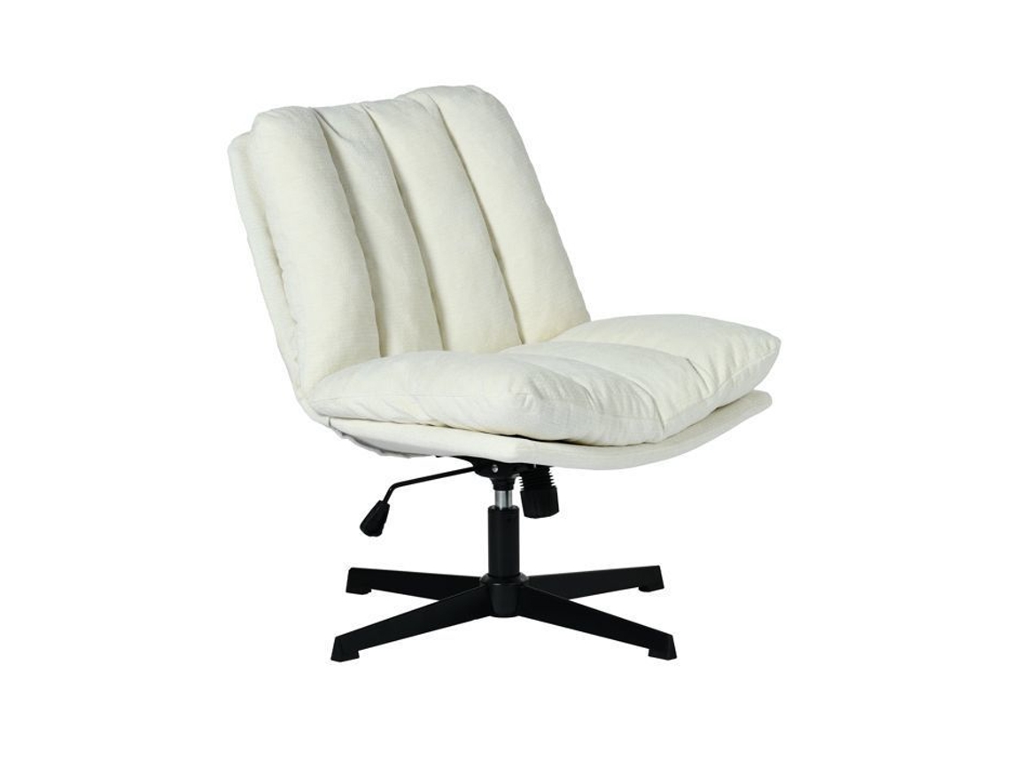 Poltrona de Relaxamento Ajustável e Giratória com Braços e Assento Espesso em Chenille Bege Confod MEUBLES COSY