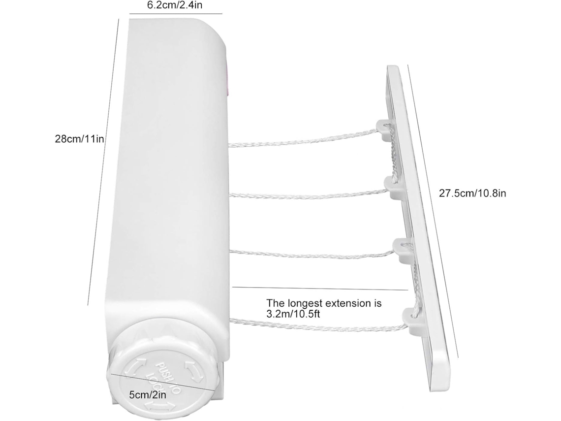 Varal retrátil portátil Slowmoose, de plástico, para uso interno e externo