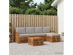 Vidaxl Conjunto De Sofás Para Exterior 6 Pcs Natural E Cinzento-claro