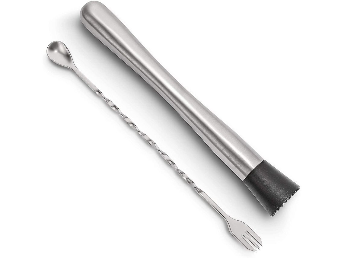 Kit De Ferramentas Para Barra De Aço Inoxidável De 10 Polegadas: Muddler E Colher De Mistura Para Coquetéis Com Frutas Como Mojitos