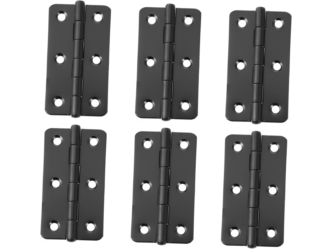 Dobradiças De Ferro Preto Para Móveis, 6 Peças, Resistentes E Com