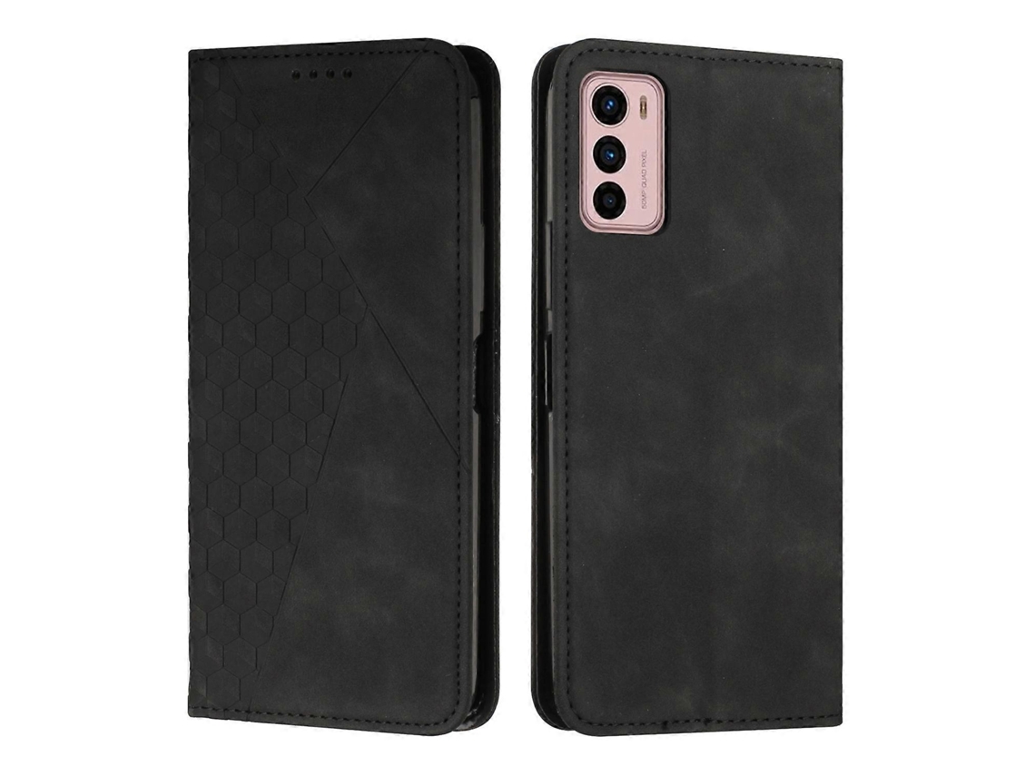 Capa Magnética Para Motorola Moto G42 Com Padrão De Diamante E Textura Que Imita A Pele.