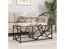 Vidaxl Mesa De Centro Com Topo Em Vidro Preto 98,5x50x41 Cm Aço