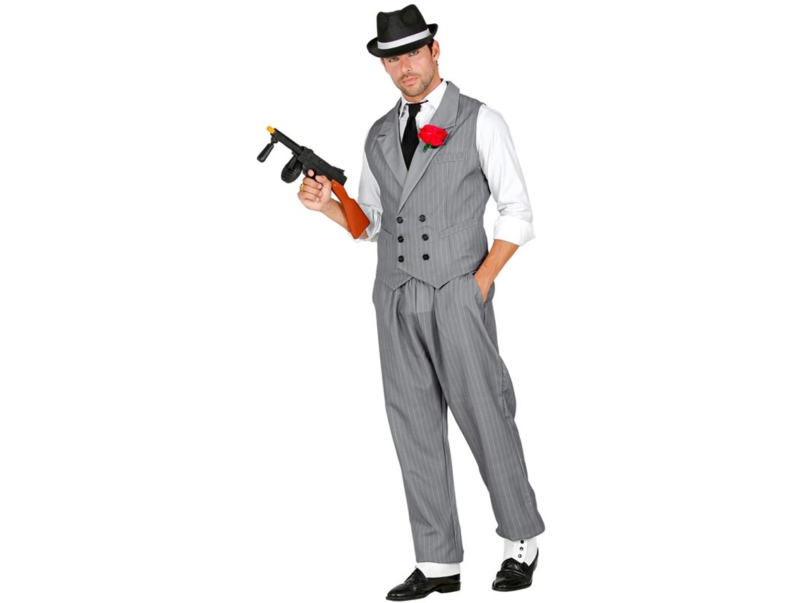 Fato de Gangster Cinzento com Gravata para Homem