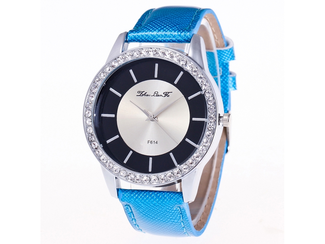 Reloj De Cuarzo Con Correa De Cuero Estilo Simple Moderno Para Estudiantes Azul