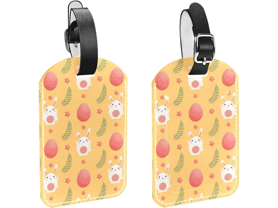 Conjunto De 2 Etiquetas Malas Viagem Masculinas Design Coelho E Ovo Amarelas
