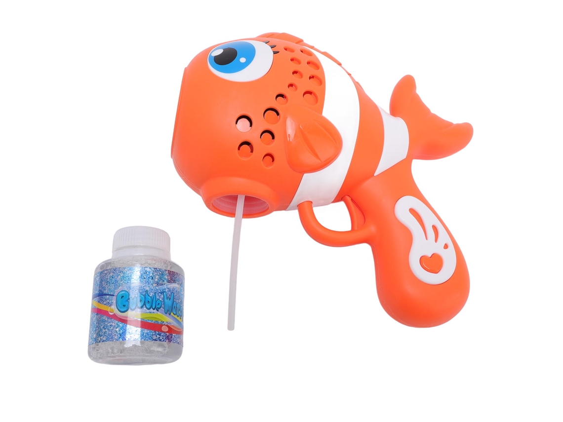 Hacedor De Burbujas Portátil Em Forma De Peixe Automático Anti-vazamento Para Crianças Laranja