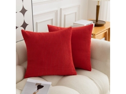 2026-set De 2 Fundas De Almohada Cuadradas De Pana Rayada Suave 45x45 Cm Sin Relleno
