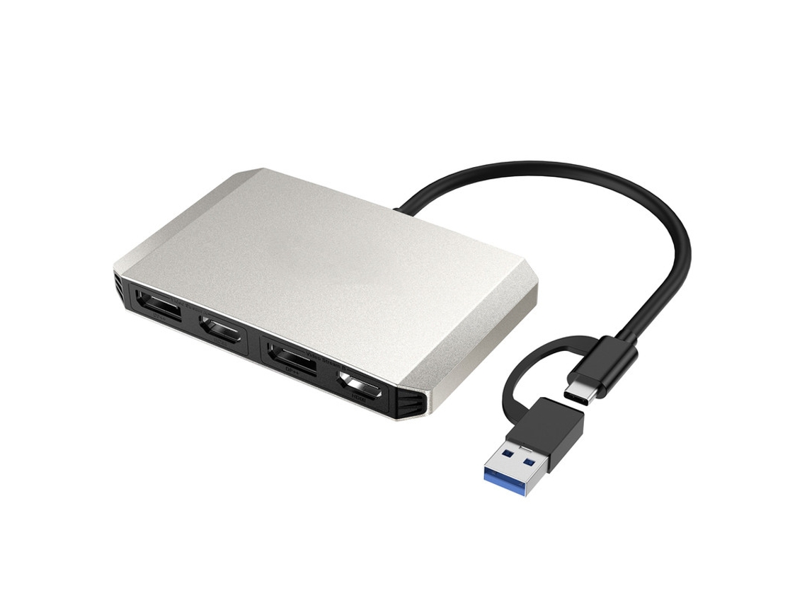 Yizhood Docking Station USB 3.0/USB C para Displayport/Dual HDMI Adaptador de vídeo 5K60HZ Branco