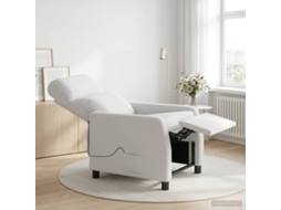 Vidaxl Recliner De Massagem Branco Tecido