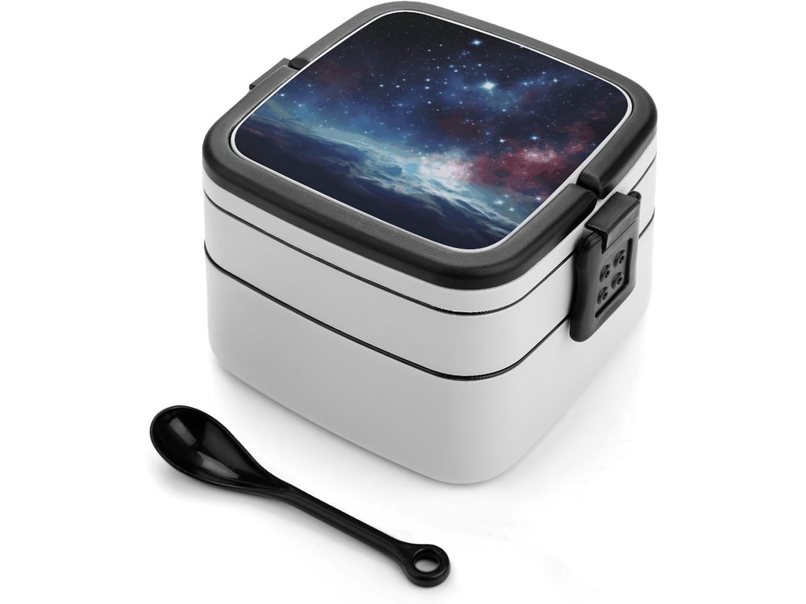 Marmita Japonesa Bento Box Com Estampa De Céu Noturno E Espaço Sideral, Dupla Camada, Ideal Para Mulheres E Homens