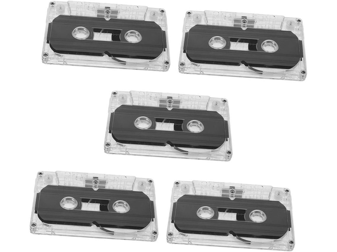 Conjunto De 5 Fitas Cassete Vazias Com Estojo Transparente Para Gravação De Áudio Diy, Mensagens Ret Gokoco