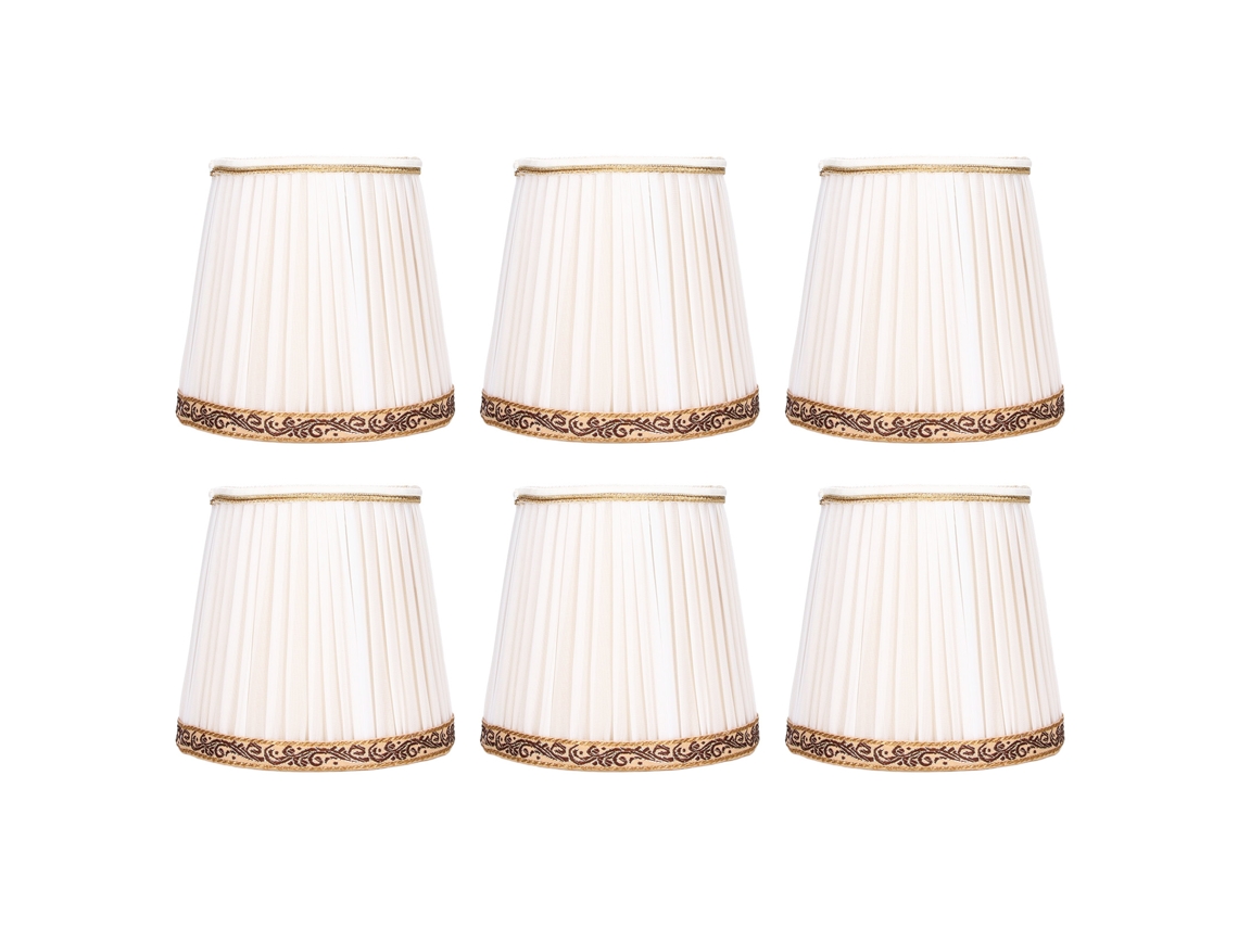 2026 6 Peças Lâmpada Tela Malha Clip On Lampshade Bege Borda Dourada para Candelabro Teto E14