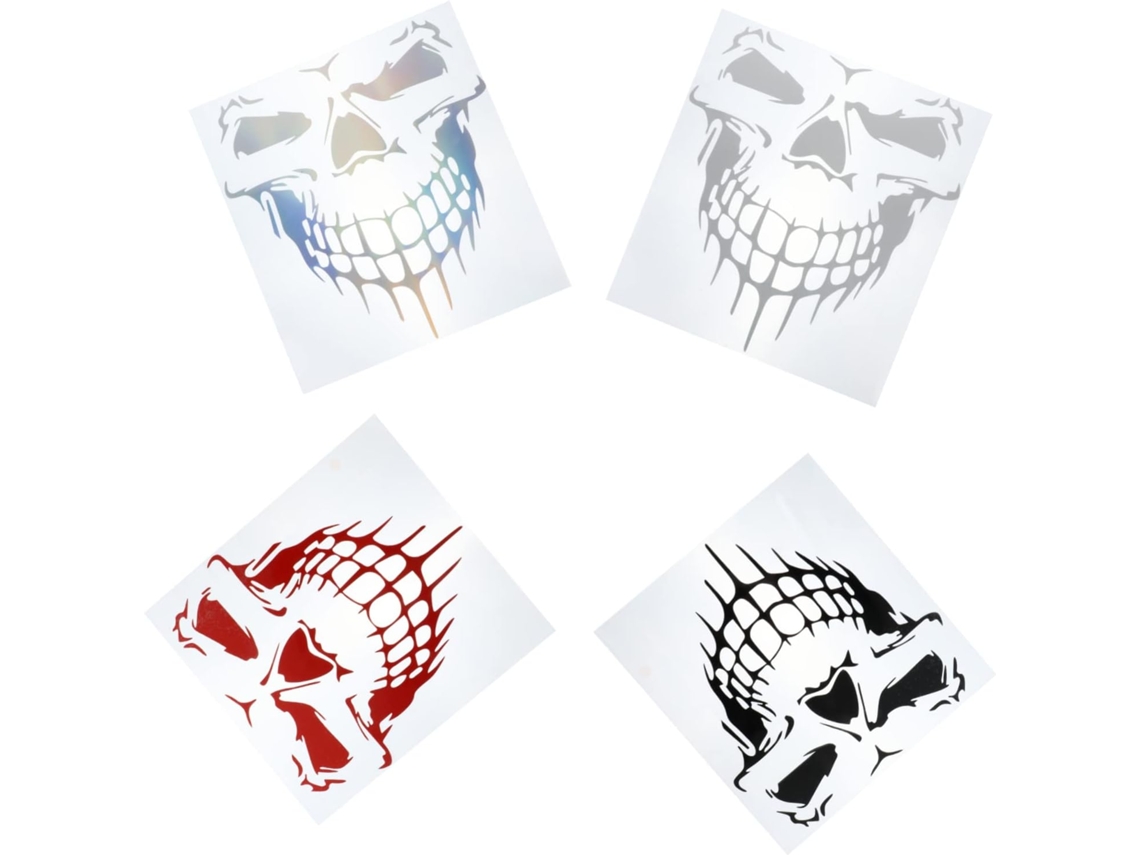 Conjunto De 4 Adesivos Refletivos Caveira, Decoração Prática Para E