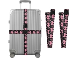 Conjunto De 2 Alças Bagagem Personalizadas Com Laço Rosa E Fivelas