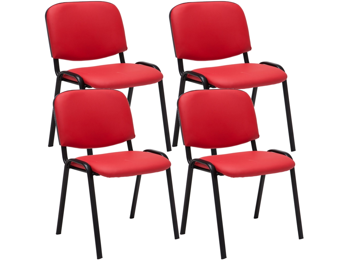 Conjunto de 4 cadeiras de visita Ken em imitação de pele vermelho CLP
