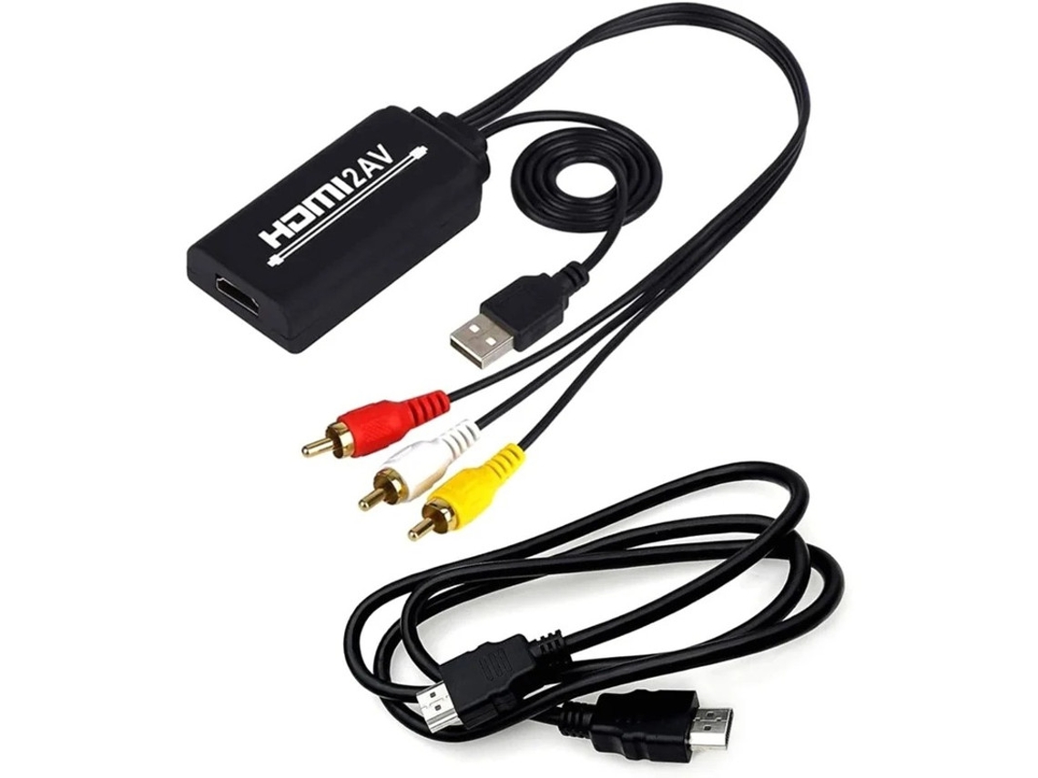 1080p Hdmi Para 3rca Av Composto Cvbs Adaptador Conversor Com Cabo Hdmi E Usb Incluídos Compatível Tv, Vhs/vcr, Dvd Pal/ntsc, Plug Play Bestvite