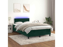 Vidaxl Cama Box Spring C/ Colchão/led 120x200 Cm Veludo Verde-escuro