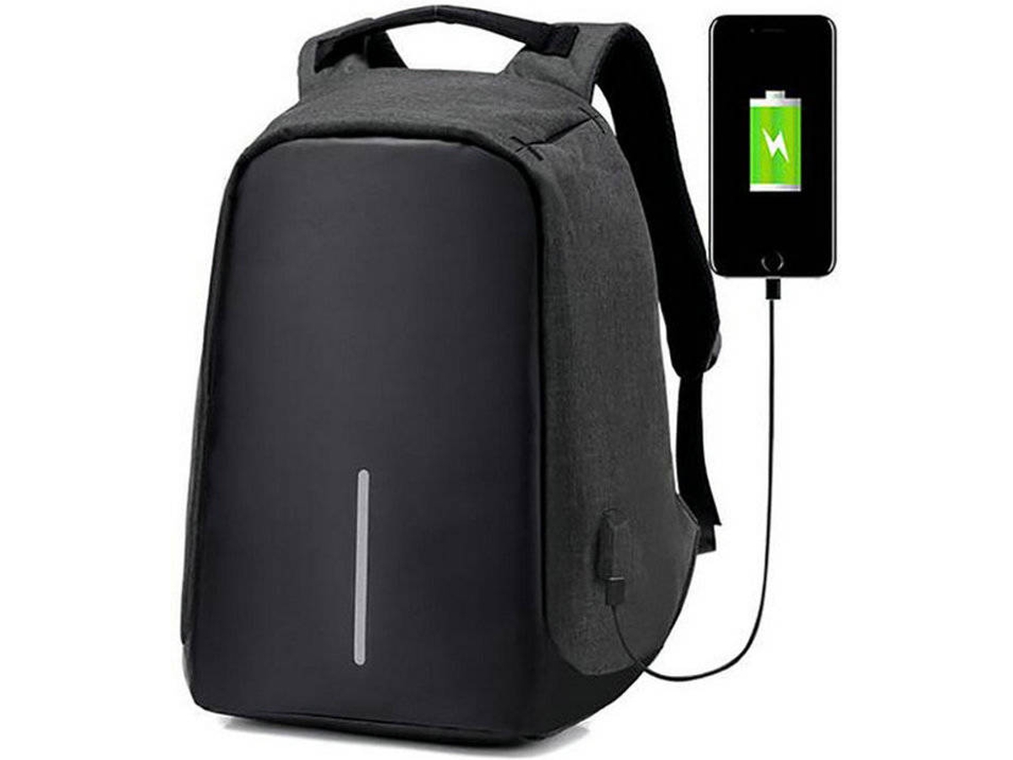 Mochila USB Anti-roubo Preto (44x34cm - Poliéster)