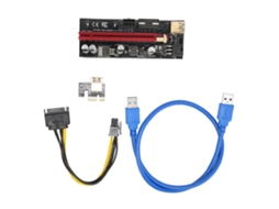 Placa Riser Pcie 1x Para 16x Com 4 Capacitores Sólidos, Cabo Express Usb Gpu De 6 Pinos Azul