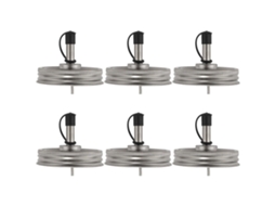 6 Tampa de Jarra Mason com Boca Regular 70mm com Bico de Vazão e Tampa de Aço Inoxidável para Óleo