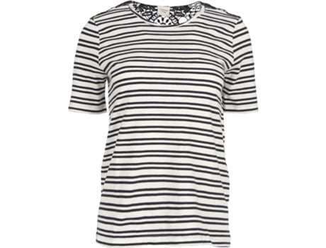 Camiseta Feminina Jaqueline De Yong Jdynoma Crochet Jrs Otras Caracteristicas Diseño De Rayas Con Espalda De Crochet. Branco (s)