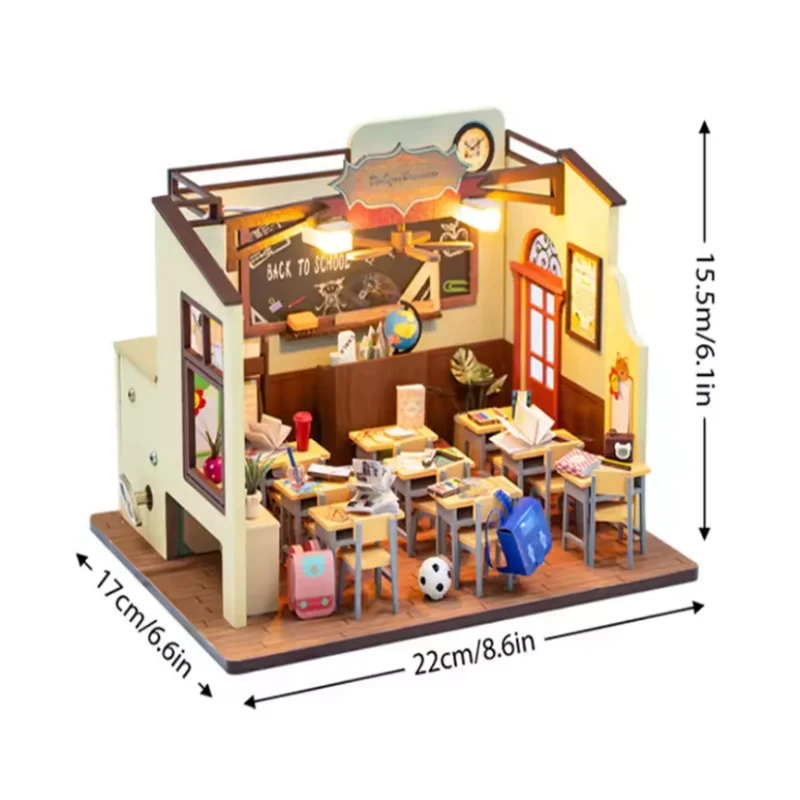 Lembrança de Formatura, Sala de Aula Escolar, Modelo Faça você mesmo, Casa em Miniatura 3d de Madeira. MDUG