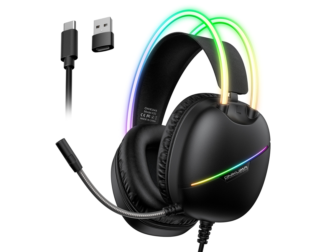 Headset Gamer X33 Com Iluminação Rgb Preto Ushion (tipo C Para Usb)