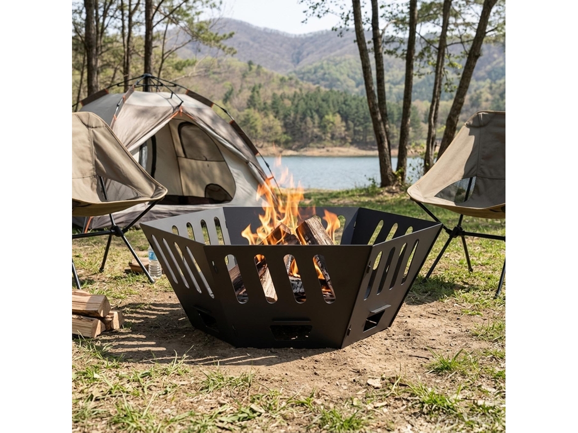 Vidaxl Fire Pit Preto 60 X 60 X 23 Cm Aço