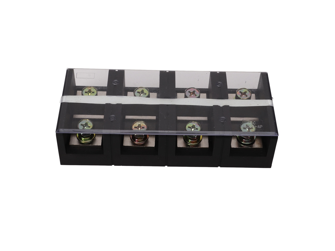 Barrera Terminal Strip Block 400a 600v De Alto Corriente De Doble Fila Con Cubierta Para Industrias Puentes 4 Dígitos (4004)