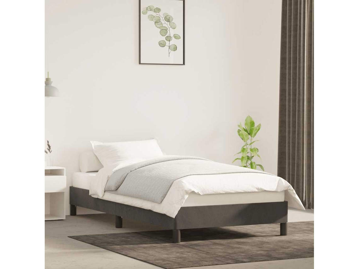 Vidaxl Estrutura De Cama Sem Colchão 100x200 Cm Veludo Cinzento-escuro
