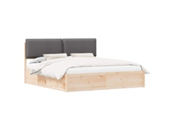 Estrutura de Cama com Cabeceira Estofada Cinza Escuro MAISON EXCLUSIVE