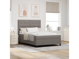 Vidaxl Cama Box Com Cabeceira Cinzento-acastanhado 140 X 190 Cm Tecido