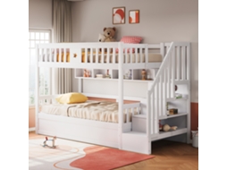 Cama Juvenil Branca 90x200cm Com Hidráulica, Armário E Prateleiras