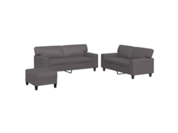 3 Pcs Conjunto de Sofás Couro Artificial Cinzento MAISON EXCLUSIVE