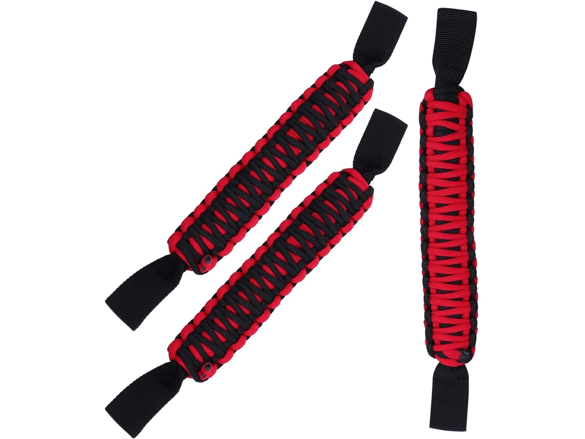 Conjunto De 3 Alças De Apoio Traseiras Para Passageiros Em Paracord Vermelho