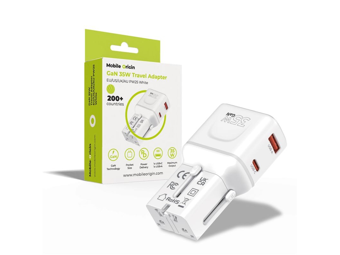 Carregador de Viagem MOBILE ORIGIN 35w para UE, EUA, Reino Unido, Austrália | MOBILE ORIGIN