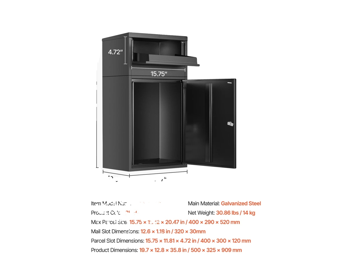 Caixa De Entrega, Design Antifurto, Construção Resistente A Climas, 36inch